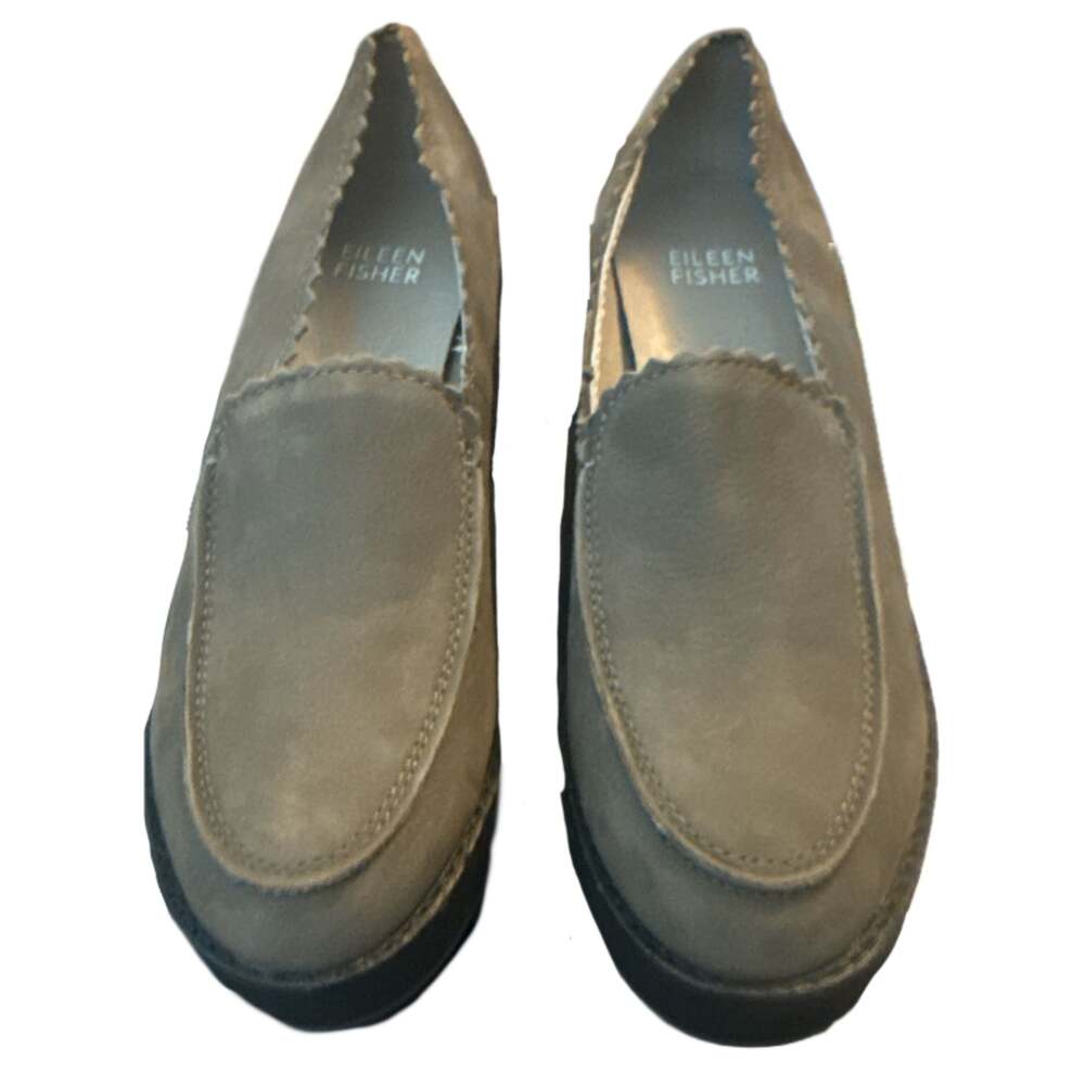 Eileen Fisher Harria Slip On Suede Leather Heeled Loafers NWOB